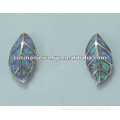 leave shaped silver opal earrings